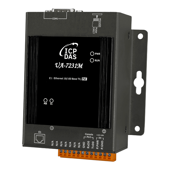 UA-7231M IIoT Communication Server with 1*PoE Ethernet port & 1*serial port (Metal Case)