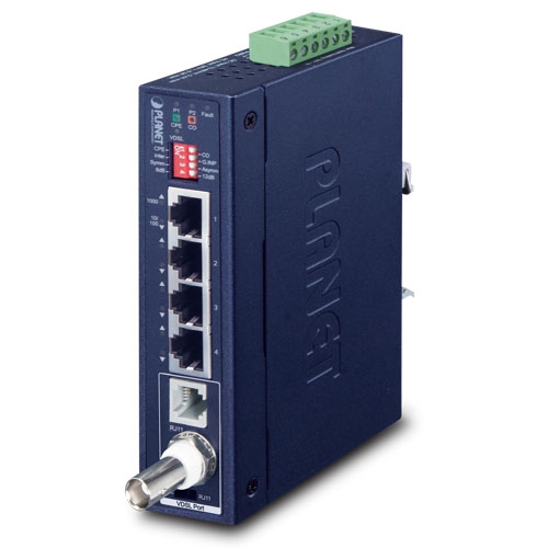 IVC-234GT Industrial 1-Port BNC/RJ11 to 4-Port Gigabit Ethernet Extender