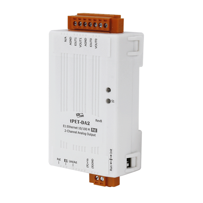 tPET-DA2 Tiny PoE Ethernet Module with Isolated 2-ch AO