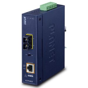 IGTP-802T 1000BASE-SX to 10/100/1000BASE-T 802.3at PoE+ Industrial Media Converter (SC,MM) -550m