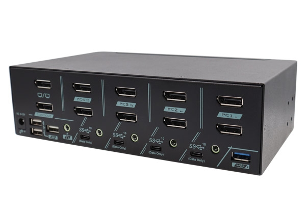 PAAG-ET3124B 4 Ports Dual Monitor 8K DisplayPort 1.4 KVM Switch With USB 3.2 Gen 2, Audio, & Hotkey Control for Gaming