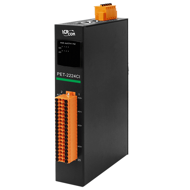 PET-2224CI PoE I/O Module with 4-ch AO with channel-to-channel isolation
