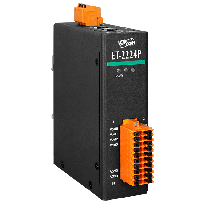ET-2224P Ethernet I/O Module with 2-port Ethernet Switch, 16-bit with 4-ch Analog Output