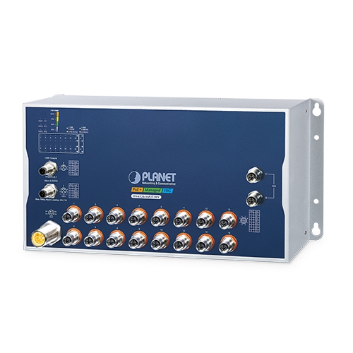 ITS-6326-16P2TB-WV Industrial L3 16-Port 10/100/1000T 802.3at PoE+ M12 + 2-Port 10GBASE-T M12 Bypass Managed Ethernet Switch with dual wide voltage input of 24 to 110 VDC
