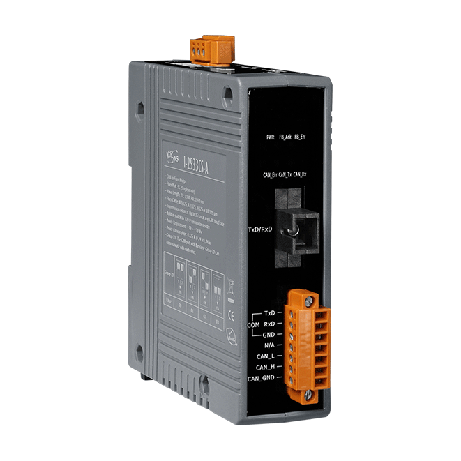 I-2533CS-A CAN to Single-mode Fiber Bridge; 1 (15 km) single-mode, SC connector, TX 1310 nm, RX 1550 nm