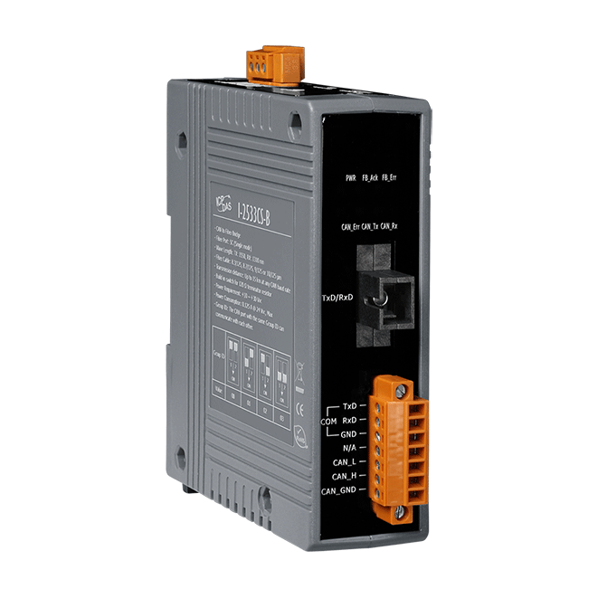 I-2533CS-B CAN to Single-mode Fiber Bridge; 1 (15 km) single-mode, SC connector, TX 1310 nm, RX 1550 nm