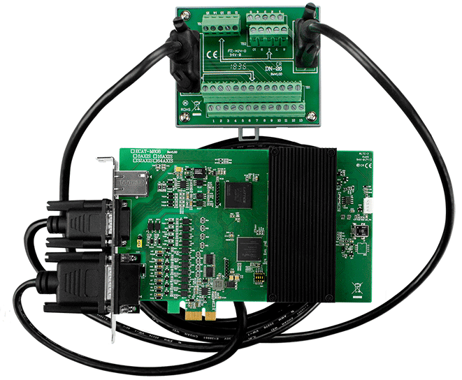 ECAT-M808-32AX PCI Express, 32-Axis EtherCAT MainDevice board with 13-ch DIO, 2-Axis Encoder (RoHS), with cable & daughter board