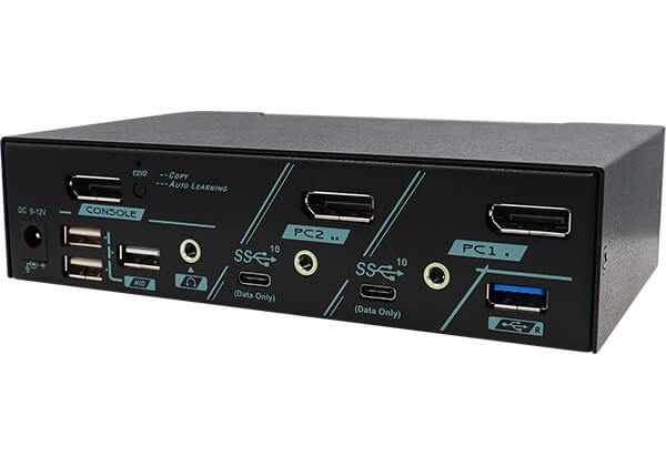PKAG-GT3112 2 Ports True 4K DisplayPort KVM Switch with USB 3.2 Gen 2, HDCP Engine, EDID Management, Audio