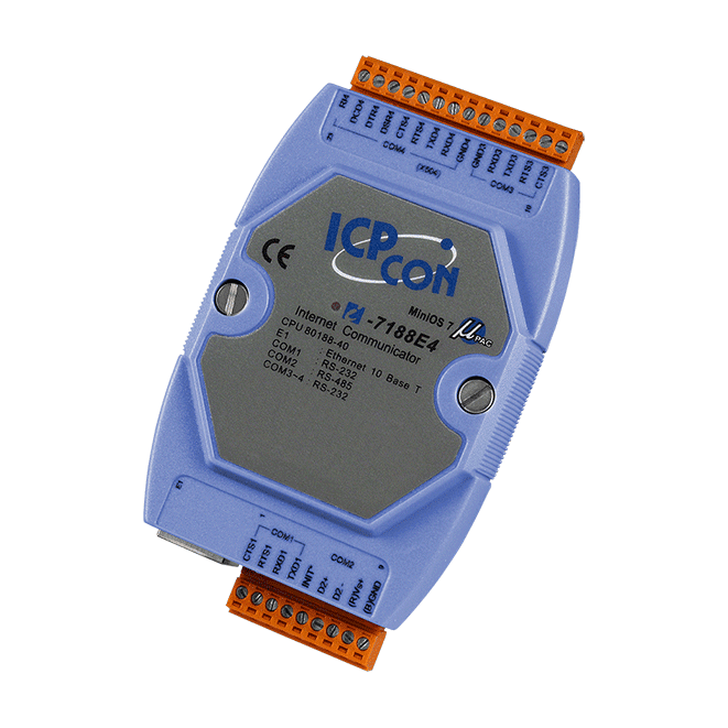 I-7188E4 Programmable Ethernet to 4x serial ports converter (3x RS-232, 1x RS-485)