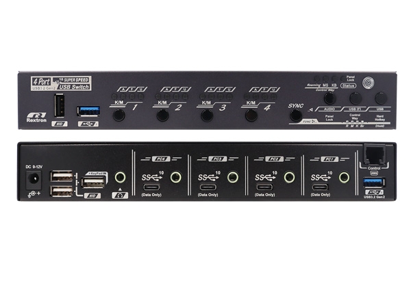 USW-T334 4 Ports USB 3.2 Gen 2 KM Switch with Mouse Roaming, Mouse Control, USB Synchroniser, Hotkey Control, Serial Control, IR Control