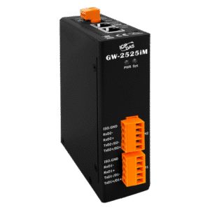 GW-2525iM Modbus TCP to RTU/ASCII Cybersecurity Gateway with 2-port Ethernet Switch & 2-port Isolated RS-422/485